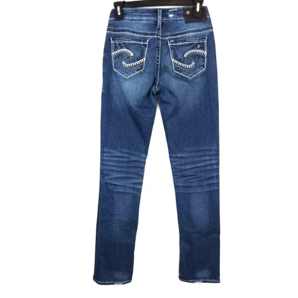 Silver Jeans Suki Mid Straight Denim Blue Jeans W25/L30 - Picture 5 of 8